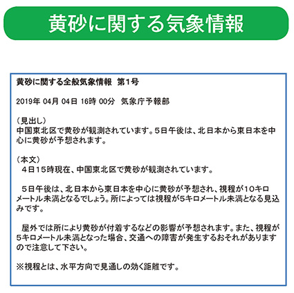 黄砂に関する気象情報