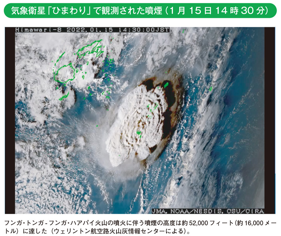 気象衛星「ひまわり」で観測された噴煙(1月15日14時30分)