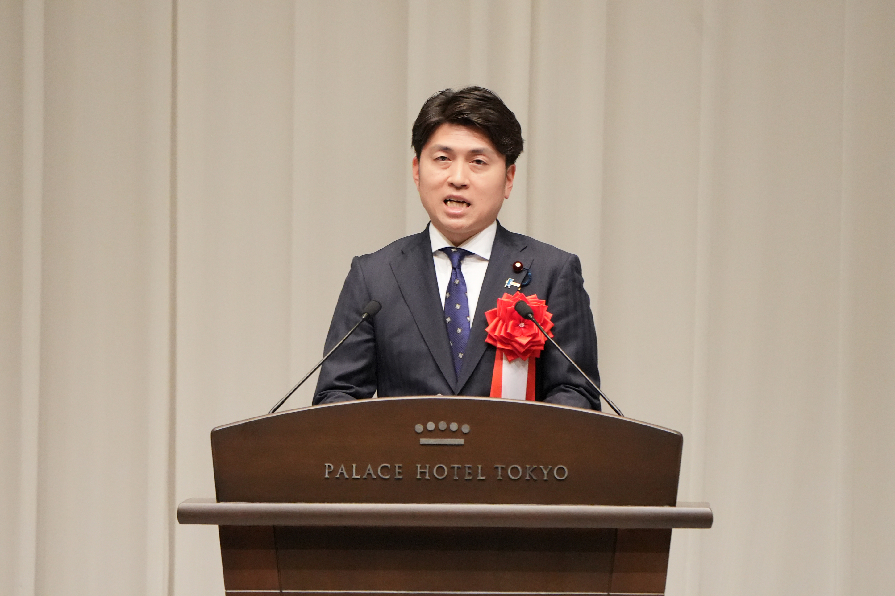 式辞を述べる中野洋昌国土交通大臣